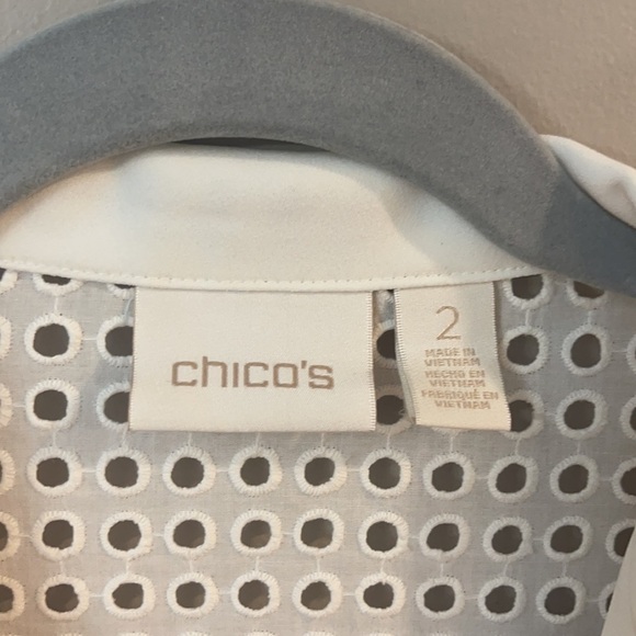 Chico's White Blazer Eyelet - Picture 2 of 10